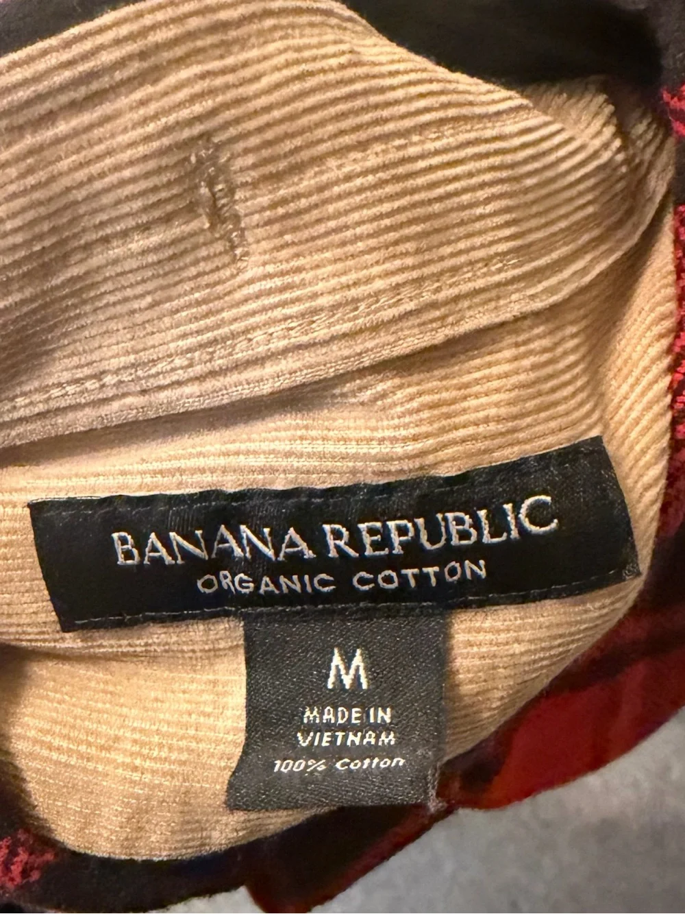 Banana Republic Red and Black Plaid Button-Down Shirt - Medium